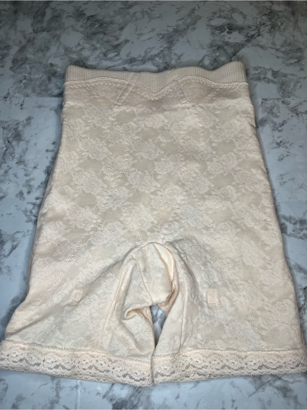 1960s vintage made in the USA High-Waist Lace Shaping Shorts - Cream